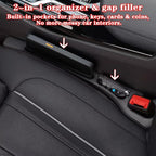 Car Seat Gap Filler Organizer of 2, 2 in 1 Car Gap Filler(Beige) | Universal Gap Filler with Storage Pockets, No Drop Seat Guard for Phones Keys Cards,Car Accessories for Most Cars Trucks SUVs