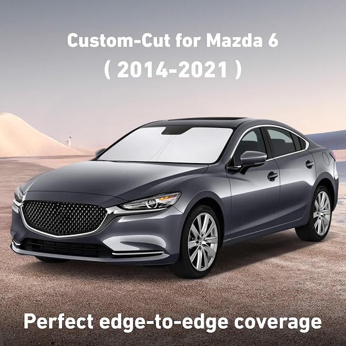 Windshield Sunshade Compatible for Mazda 6 2014-2019 2020 2021, Sun Visor for Front Windshield & Window Sun Shade Cover, UV Heat Blocker & Protector, Car Accessories