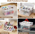 160Qt Large Stackable Storage Bins with Lids & Trays, Clear Plastic Latching Boxes Organizers with Dividers Portable 40Gal Containers for Arts & Crafts, Home and Car Trunk Organization, 4Pack