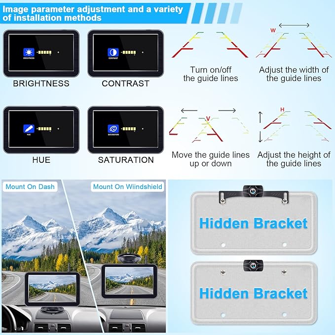 HD 1080P 7 Inch Wireless Backup Camera for Truck: 15-Min Easy Install 150° Wide View Angle Eliminate Rear Blind Spots with Starlight Night Vision - Rear View Camera for Pickup SUV Car Parking Safety