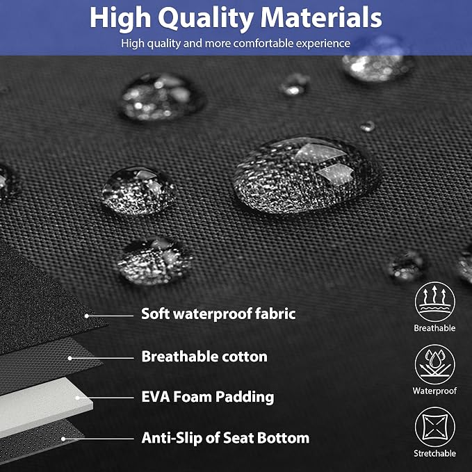 Neoprene Wetsuit Seat Covers, Waterproof Car Seat Covers Full Sets with 5mm Composite EVA, Universal Fit for Car Sedan, SUV Trucks Anti Slip with Airbag Compatible(Black Blue