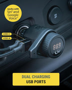 BTFM9 FM Bluetooth Transmitter Car, Dual 12W USB-C and USB-A Charging Ports, Fast Type C Car Charger, Wireless Radio Bluetooth Adapter, Hands-Free Kit for Calls, Siri and Google Assistant