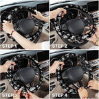 Black Pirate Cartoon Steering Wheel Cover, Polyester Car Wheel Grip, Universal 15 Inch for Cars SUVs Trucks