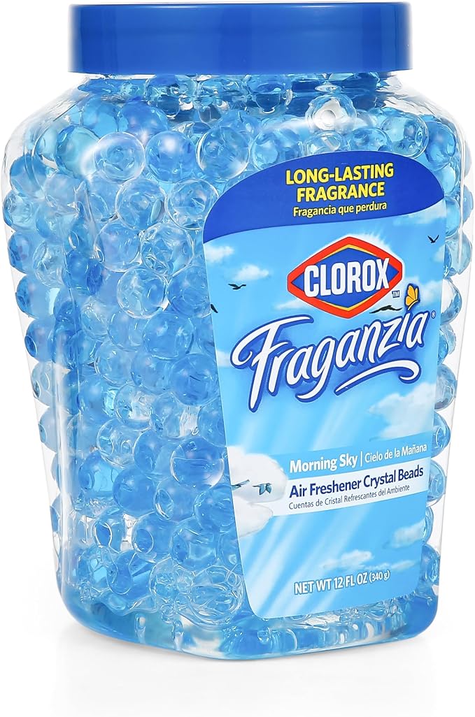 Fraganzia Crystal Beads Air Freshener, Long Lasting Room Deodorizer and Odor Eliminator Gel Beads to Freshen Home, Car, or Office, Morning Sky Scent, 12 Fl Oz