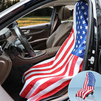 Terry Cloth seat Cover Universal Waterproof Car Sport Towel Seat Cushion Non-Slip Sweat-Absorbent Towel Cloth Suitable for Gym Workout, Universal Fit for Car SUV Van-Flag