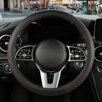 Black Breathable Microfiber Leather Steering Wheel Cover | Breathable Anti Slip Grip Cool Sporty Look Glow for Women Men