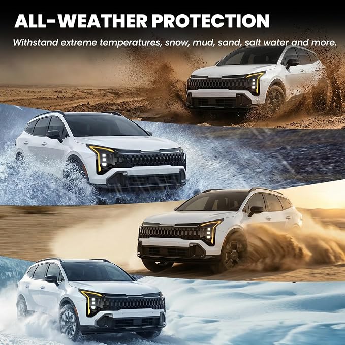 Floor & Cargo & Seatback Mats for Kia Sportage Gas 2026 2025 2024 2023 (Not Fit Hybrid), All Weather TPE Custom Fit Floor Liners with Full Set Car Mats & Trunk Mats Accessories, Black
