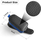 Sunglasses Holder for Car, Leather Magnetic Buckle Sun Visor Sunglass Clip, Ticket Card Storage Glasses Clip, Car Interior Accessories for Men and Women（Black-Blue）