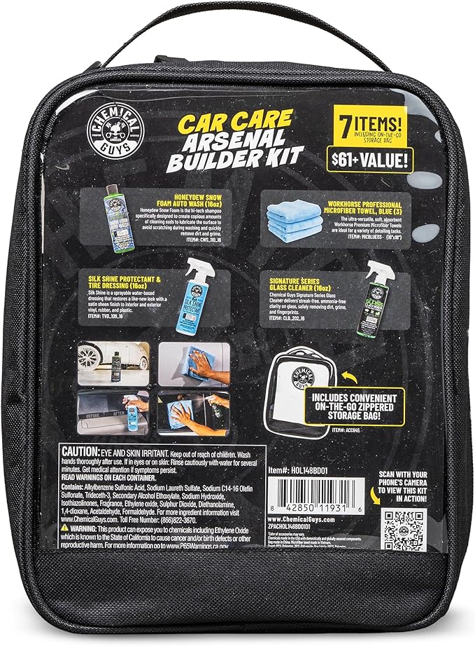 Exterior Wash And Shine Kit With Storage Bag Car Wash Soap Glass Cleaner Tire And Trim Dressing Microfiber Towels Giftable Car Care Set