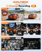X5 3 Channel 4K HDR Dash Cam, STARVIS 2 IMX678 8MP Night Vision, 4K+2.5K+1080P Front and Rear Inside Car Camera GPS, Support Voice Control,Touch Screen and 5.8GHz WiFi (Card Not Included)
