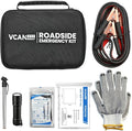 Car Emergency Safety Kit Bag with Jumper Cables, Tire Pressure Gauge, Auto Vehicle Safety Road Side Assistance Kits Essentials,for Women, Men, Teen (Black)