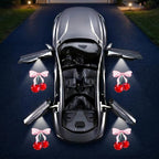 2PCS Bow Cherry Car Door Lights Projector, Magnetic Logo Projector Door Lights, Wireless LED Welcome Puddle Light, Cherry Car Accessories Decor, for Women Men, Fit All Vehicles