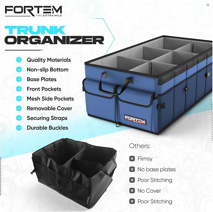 Trunk Organizer For SUV Car Trunk Organizer, Foldable Storage, Car Accessories for Women Men, Collapsible Bag, 600D Oxford, Non Slip Bottom, Straps, Soft Cover (85L)