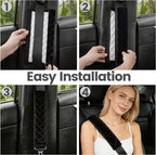 Soft Auto Seat Belt Cover Seatbelt Shoulder Pad 2 PCS for a More Comfortable Driving Compatible with All Cars and Backpack Black