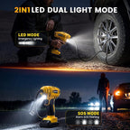 Tire Inflator Air Compressor Compatible with Dewalt 20V Battery, 150PSI Cordless Portable Air Pump with Digital & Auto Shut-Off, LED Light for Car Motorcycles Bike Ball (Tool Only) (Yellow)