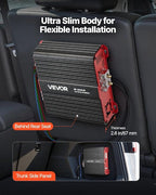 Monoblock Car Amplifier, 3000W RMS MAX, 1/2/4 Ohm Stable, 1-Channel Class D Car Audio Amplifier with Remote Subwoofer Level Control, Low Pass Filter and Bass Boost, Volume Controller Included