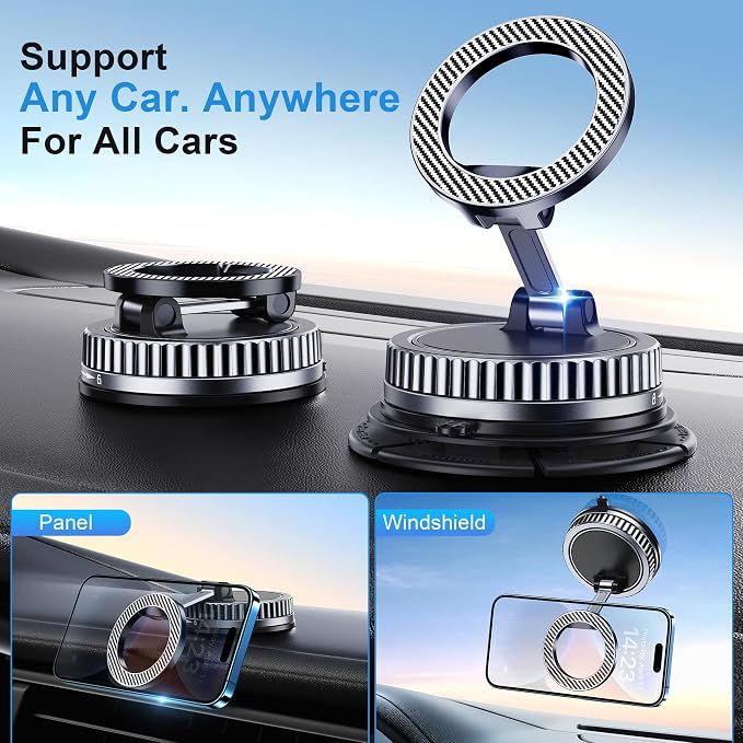 Car Phone Holder for Magsafe [2026 89+LBS Suction & 3700gf Magnetic] 360° Adjustable cell Phone Mount, Phone Holders for Your Car Dashboard & Windshield Pad Phone Holder for iPhone 17-12 Series