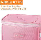 Car Trash Can with Lid and Storage Pockets - 100% Leak-Proof Organizer, Waterproof Garbage Can, Multipurpose Trash Bin for Car, 2 Gallons, Pink
