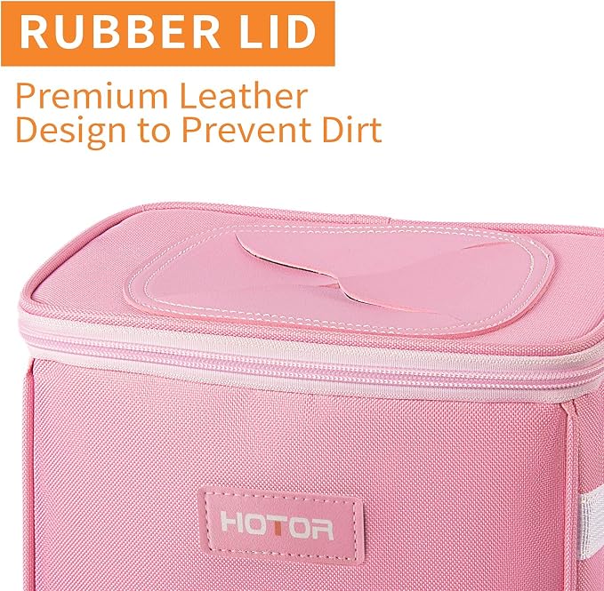 Car Trash Can with Lid and Storage Pockets - 100% Leak-Proof Organizer, Waterproof Garbage Can, Multipurpose Trash Bin for Car, 2 Gallons, Pink