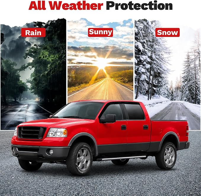F150 Rain Guards - Window Visors for Ford F-150 SuperCrew 2004-2008, Outside-Mount Tape-On Side Window Wind Deflectors for F-150 Accessories, Vent Visors Shades Rainproof 4PCS