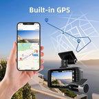 Dash Cam Front Rear, 4K Front + 4K Rear Full HD Dash Camera for Cars Built-in Wi-Fi Bluetooth GPS with 64GB SD Card, 3.0” IPS Screen with App Control, G-Sensor, HDR, Night Vision, 24H Parking Mode