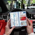 Car Registration and Insurance Card Holder, Vehicle License Document Glove Box Compartment Organizer, Essential Car Wallet Case for Driver Auto Owners (M Light Blue)