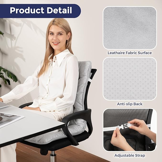 Heated Seat Cushion for Office Chair, Heated Seat Pad for Pain Relief Promote Blood Circulation with 3 Heat Levels & 90mins Auto-off, Chair Warmer for Back, Waist, Hips, Thighs Home Office Use, Grey