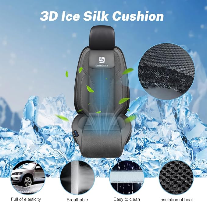 Cooling Car Seat Cushion Front Seat,12V&24V Cooling Seat Cover for Car with 10 Fans,Cooled Seat Cover for Car SUV Truck Universal Fit (Grey)