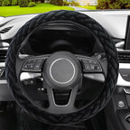YHONGJT Soft Velvet Steering Wheel Cover Cute Hands Warm Fuzzy, Universal 15 Inch for Women Girls, Fit Vehicles, Sedans, SUVs, Vans, Trucks - Black