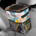 Car Trash Can with Lid and Storage Pockets - 100% Leak-Proof Organizer, Waterproof Garbage Can, Multipurpose Trash Bin for Car, 2 Gallons, Blue Flower