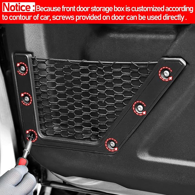 2PCS Front Door Storage Pockets for Ford Bronco Accessories 2025,Side Organizer Box Insert Cup Holder fit Bronco 2/4-Door 2021 2022 2023 2024 Replacement Expansion Interior Accessories