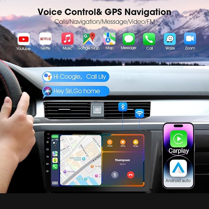 Carplay Screen for Car, 9 inch Wireless CarPlay & Android Auto,Backup Camera,Double Din Car Stereo,GPS Navigation, ZLink,Audio Receivers, Music Player (9 inch)