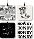 Black Coquette Western Orange Car Air Freshener 4 Pcs, Long Live Cowgirls Disco Ball Square Hanging Air Freshener for Closet Drawer Books, Girly Western Car Accessories Mirror Decor for Women