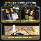 Car Seat Headrest Hook 4 Pack Hanger Universal Vehicle Car Storage Organizer for Handbag Purse Coat S Type Yellow