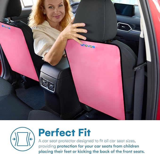 Kick Mats - Set of 2 - Back of Seat Protector for Kids Feet - Car Seat Back Protector - Shields from Dirt and Scuffs - Durable Material - 16.8x32.8inch - Pink - Kick Mats Back Seat Protector