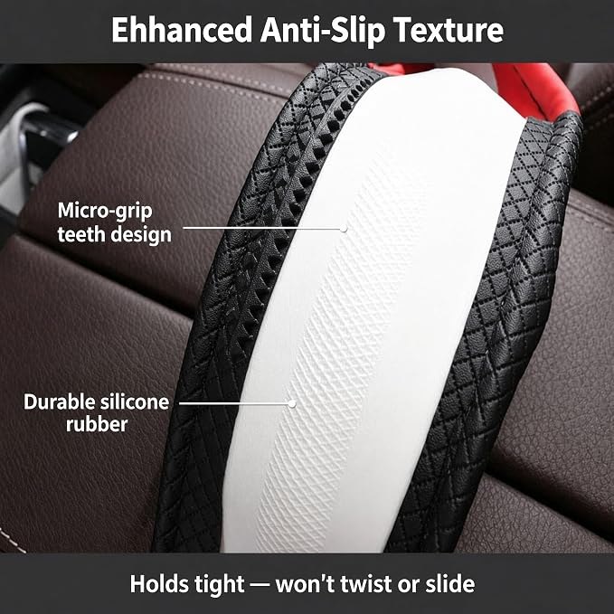 Cute Car Steering Wheel Cover with Embroidery Pattern for Women Girls, Short Flannel, Universal 15 inch (A#)