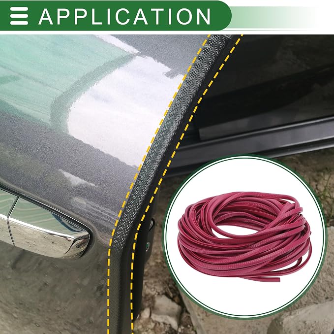 Universal Car Door Edge Protective Sealing Strip U-Type Door Scratch Protection Guard, 65.62ft 20m, Anti-scratch Collision, PVC Iron, Rose Red