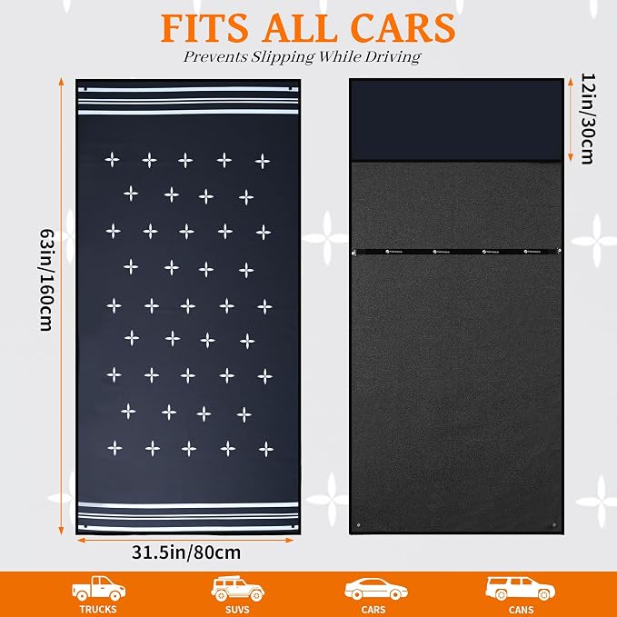 Car Seat Cover Towel for Front Seats Non-Slip with Headrest Pocket & Strap | Universal Fit for Cars Truck SUV|Car Seat Hoodie & Phocho Perfect After Gym Workout, Beach,Yoga and Running|Anti-dog Scratch