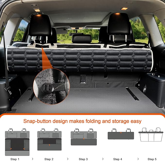 SUV Cargo Liner for Dogs, Waterproof Dog Trunk Cover with Bumper Flap Protector, Pet Cargo Mat for SUVs Sedans Vans, Non-Slip Scratchproof Dog Seat Cover, Large Size Universal Fit