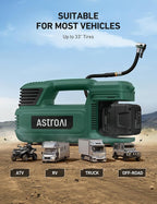 TC4 Portable Air Compressor Tire Inflator, 470W 18 V Cordless Air Pump for Truck Tires with 4000mAh Battery, 150PSI Heavy Duty Air Compressor with Digital Display for Car, RVs, SUV Green