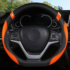 D-Shaped Flat Bottom Steering Wheel Cover for Women Girl - Stylish Car Accessory Non-Slip Car Interior Accessories (Orange)