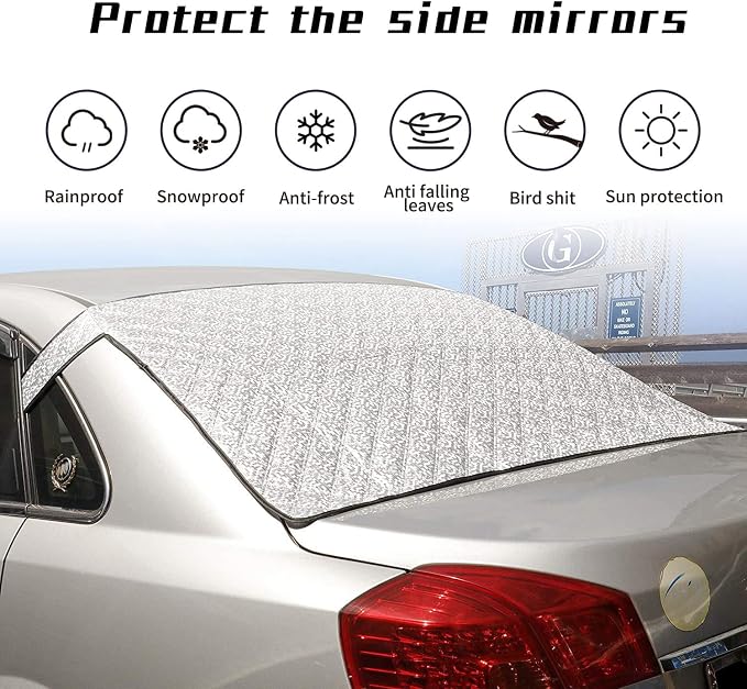 Pack-1 Rear Windshield Snow Cover, Back Window Frost Cover Offers Complete Protection from Snow, Ice and Other Winter Debris, Fits for Most SUVs/Vans (Silver#XD006/55"*31.5")