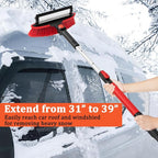 Car Snow Brush Ice Scraper Remover with Squeegee 39inch Long Handle Extendable Snow Removal Tool Windshield Snow Scrapers Removal Shovel for Ice and Snow Red Color
