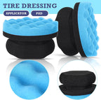 6 Pcs Tire Hex Grip Dressing Applicator Washable Tire Shine Applicator Dressing Pad Car Detailing Foam Sponge Reusable Tire Cleaner Sponge for No Slip Tire (Black, Red, Blue, 4.33 Inch Diameter)