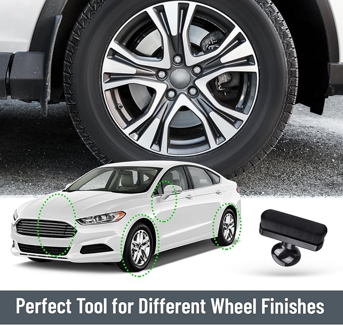 Car Tire Shine Applicator,Large Vegan Tire Shine Brush - Automotive Tire Dressing Applicator Brush with Storage Stand for Tire Detailing & Car Wash Kit, Black, 3.6 Inch Length (Black)
