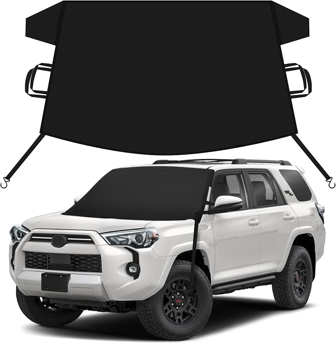 Car Snow Cover Compatible for Toyota 4Runner | Windshield Cover for Ice and Snow with S-Hook Straps | Heavy-Duty 600D Oxford Winter Car Cover, Waterproof & Anti-Slip