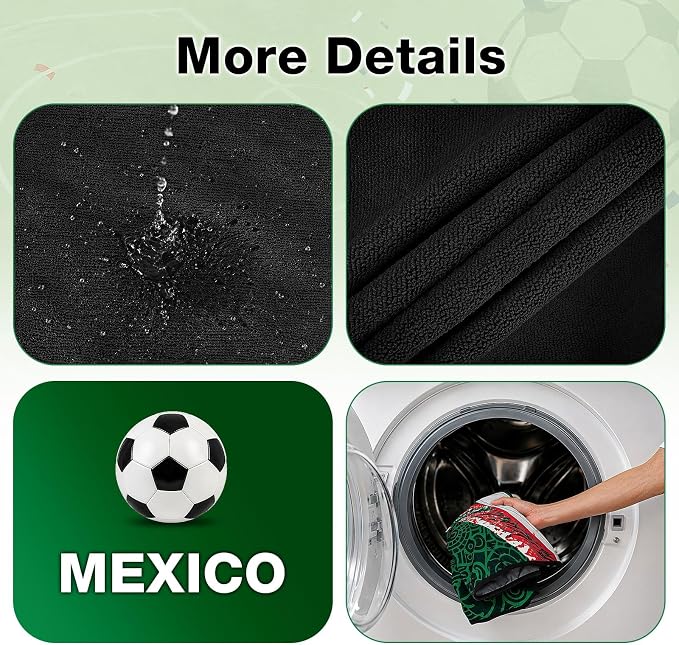 Car Seat Cover Towel, Universal Fit Front Seat 57 x 30 Inch Non Slip Soft Waterproof Absorbent instantly Sweat Protector, for Gym Workout, Swimming, Beach, Soccer, Pet travel (Mexico Soccer Style)