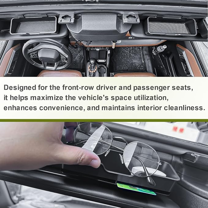 HGWEI Sunglasses Holder Compatible with 2021-2026 Ford Bronco 2/4 Door Interior Accessories, Mounted Sun Visor Organizer and Card Storage Box 1 Pack Black (Not Fit Bronco Sport)
