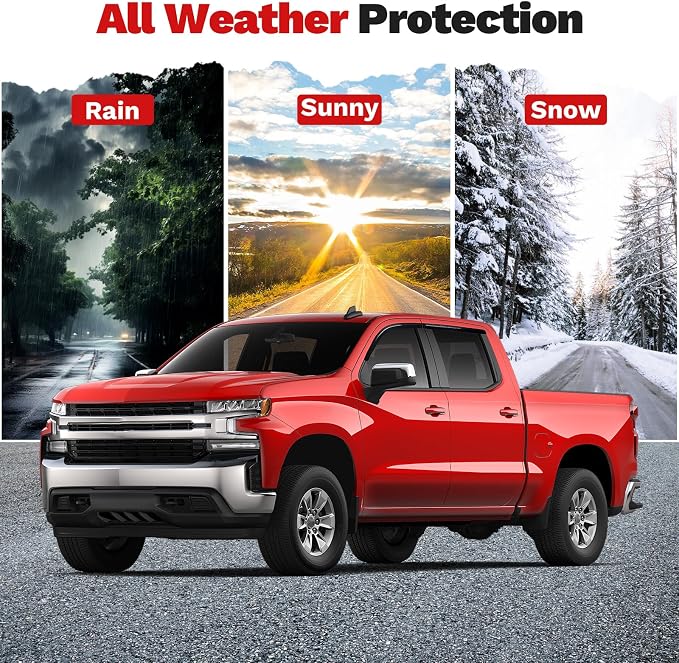 Window Visors Rain Guards for Chevrolet Chevy Silverado/GMC Sierra 1500 Crew Cab 2019-2025 2026 Accessories, Outside-Mount Tape-On Side Window Wind Deflectors Vent Visors Shades Rainproof