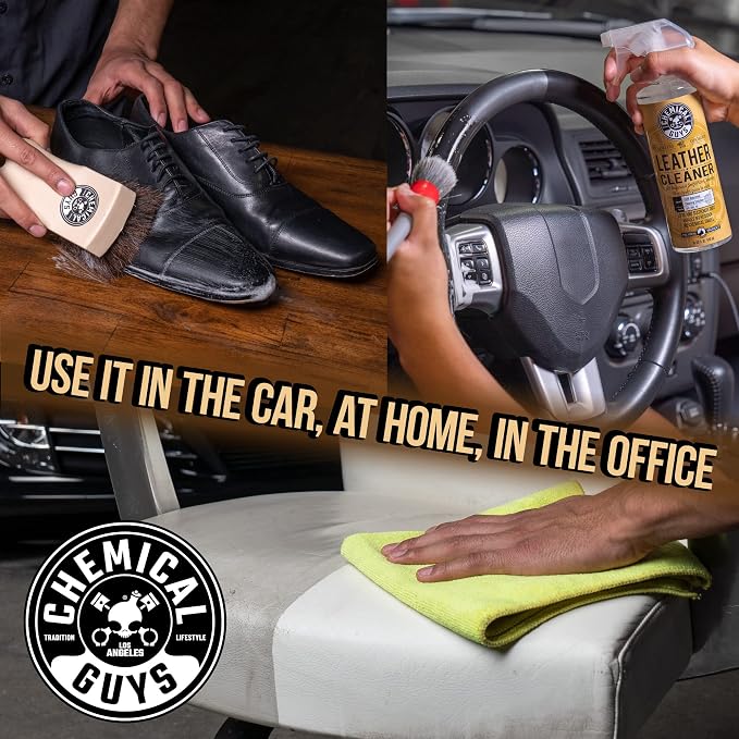 Colorless and Odorless Leather Cleaner - Safe for Natural, Synthetic, Faux, and Pleather, Car Interior Cleaner, Safe for Furniture, Boots, Apparel, & More - 16 oz
